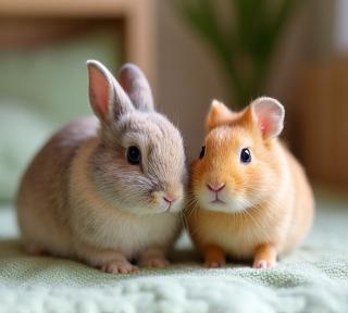 Rabbit and guinea pig available for adoption through Bark & Whiskers in London